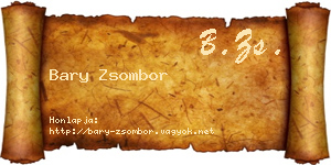 Bary Zsombor névjegykártya